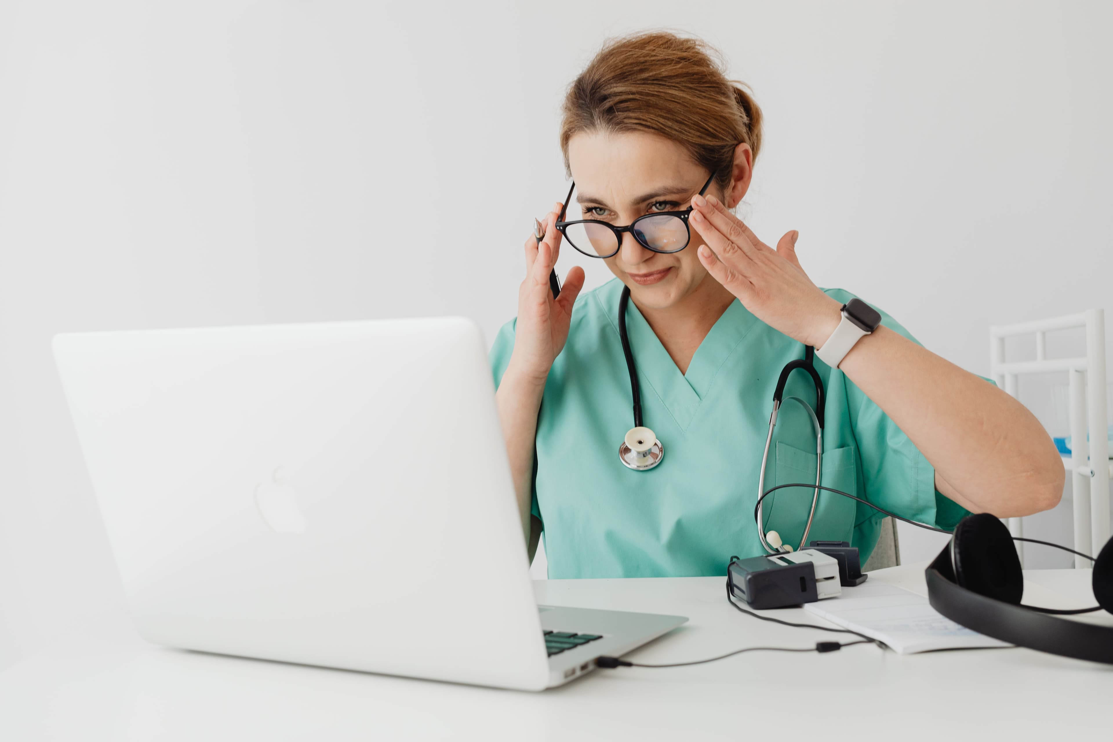 Medical professional conducting a virtual consultation
